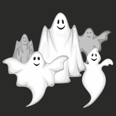 Un grup de fantome zâmbitoare, desenate